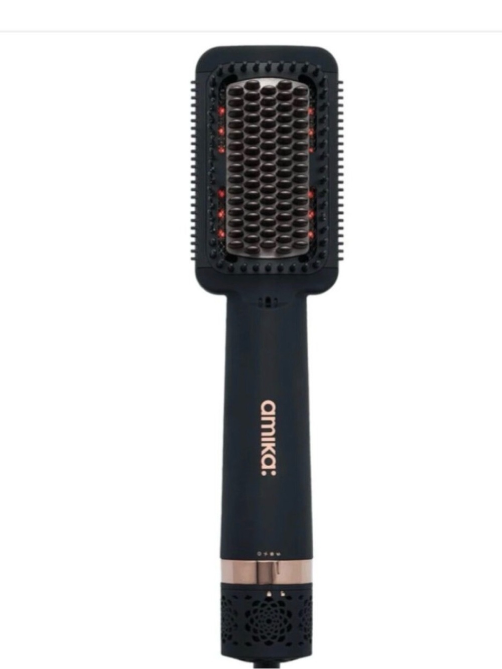amika Double Agent Blow Dryer Straightening Brush - Black with Rose Gold Accents